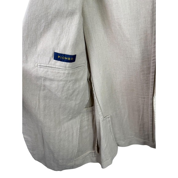 Piombo Blazer Mens 54 IT Beige Cotton Linen Two Button Sport‎ Coat Lightweight - Picture 5 of 9